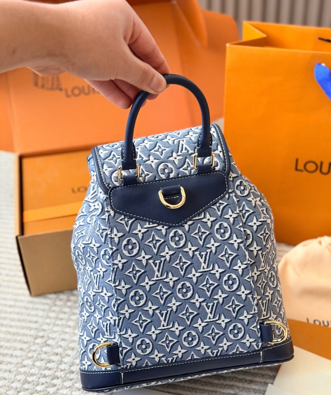 Louis Vuitton Carryall Blue Monogram Denim Backpack — back