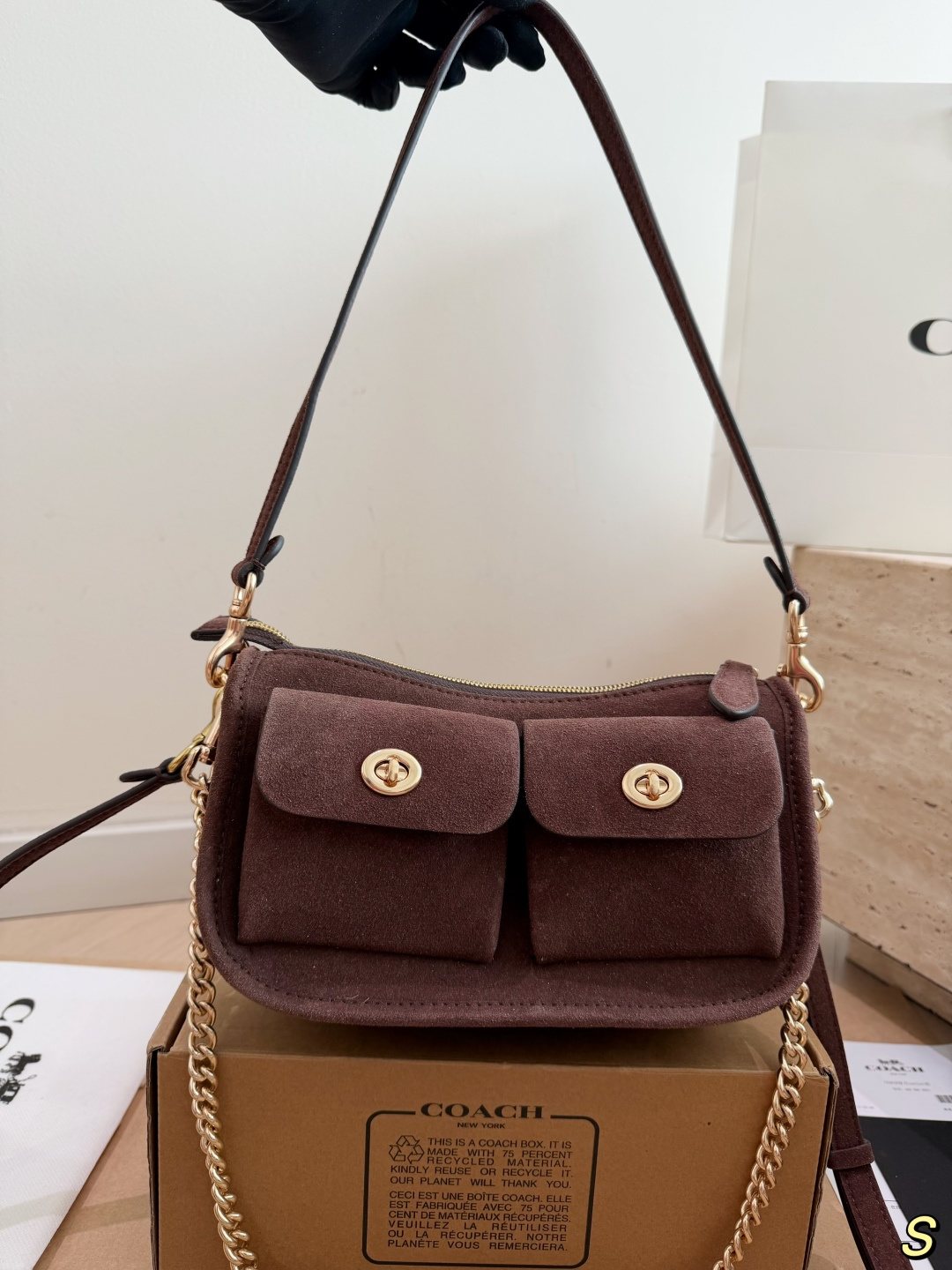 Coach Waverly Suede-Finish Shoulder Bag — hero