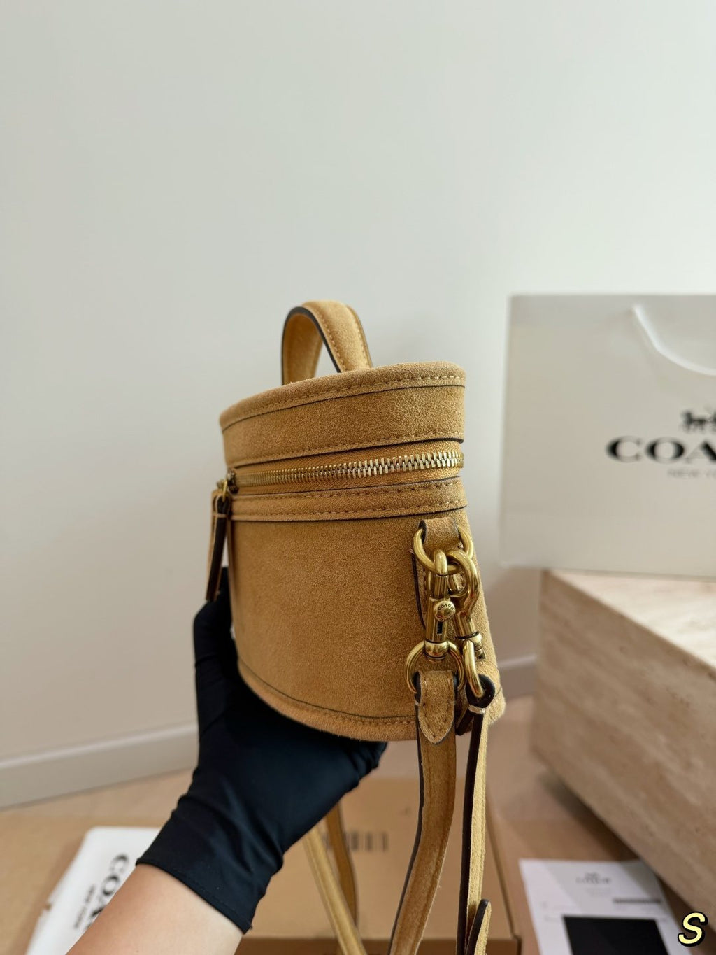 Coach Trail Top Handle Vanity Bag — side