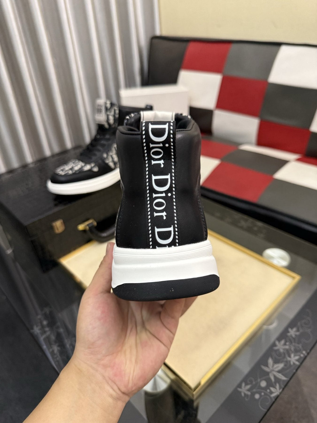 Dior Patterned High-Top Sneakers — back