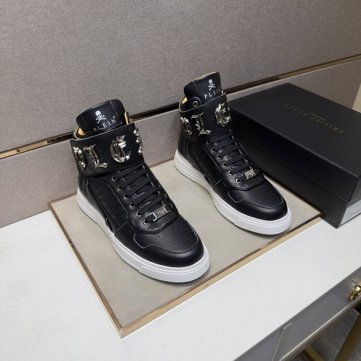 Philipp Plein Buckle-Strap High-Top Sneakers — front
