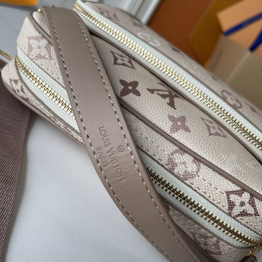 Louis Vuitton Cream Monogram Front-Pocket Messenger Bag — detail