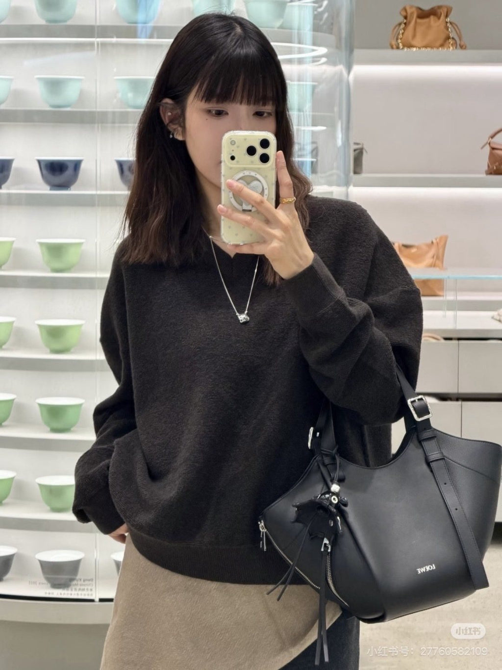 Loewe Twin-Zip Leather Hobo Shoulder Bag — model