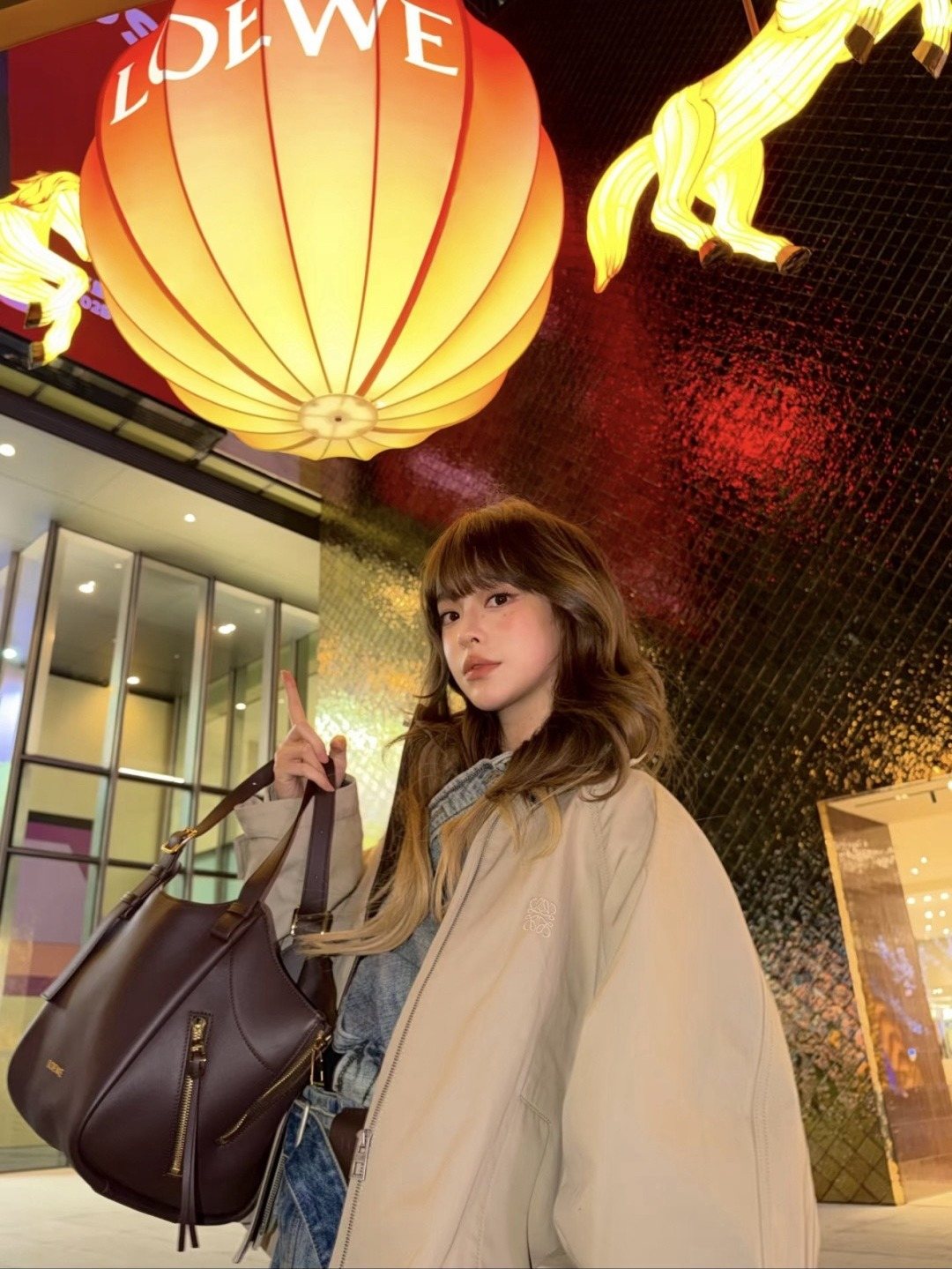 Loewe Twin-Zip Leather Hobo Shoulder Bag — model