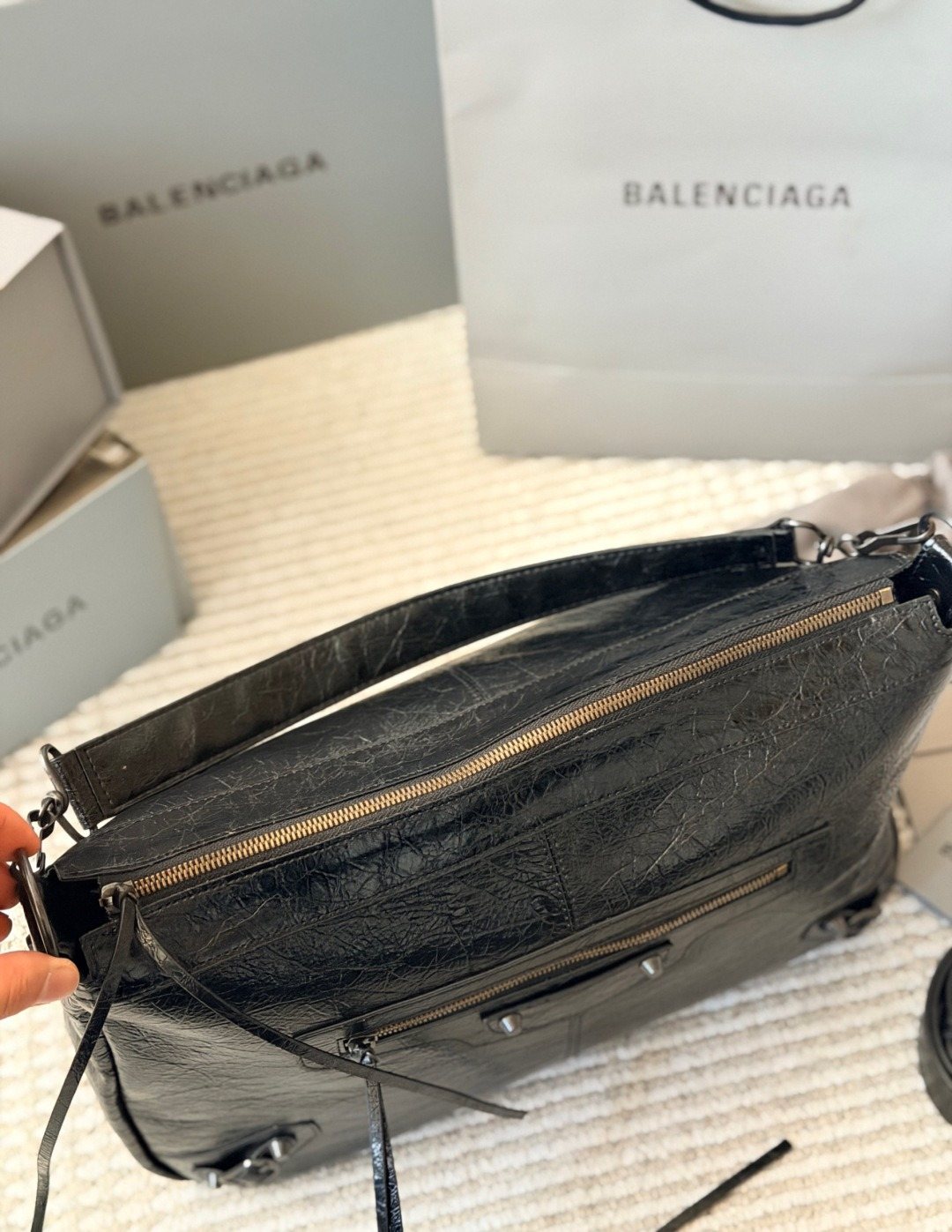 Balenciaga Le City Moto Shoulder Bag — detail