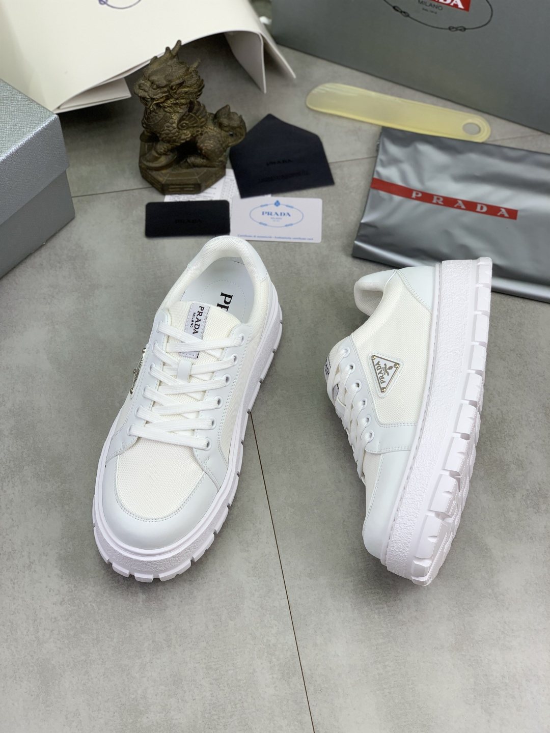 Prada Paneled Lug-Sole Sneakers — front