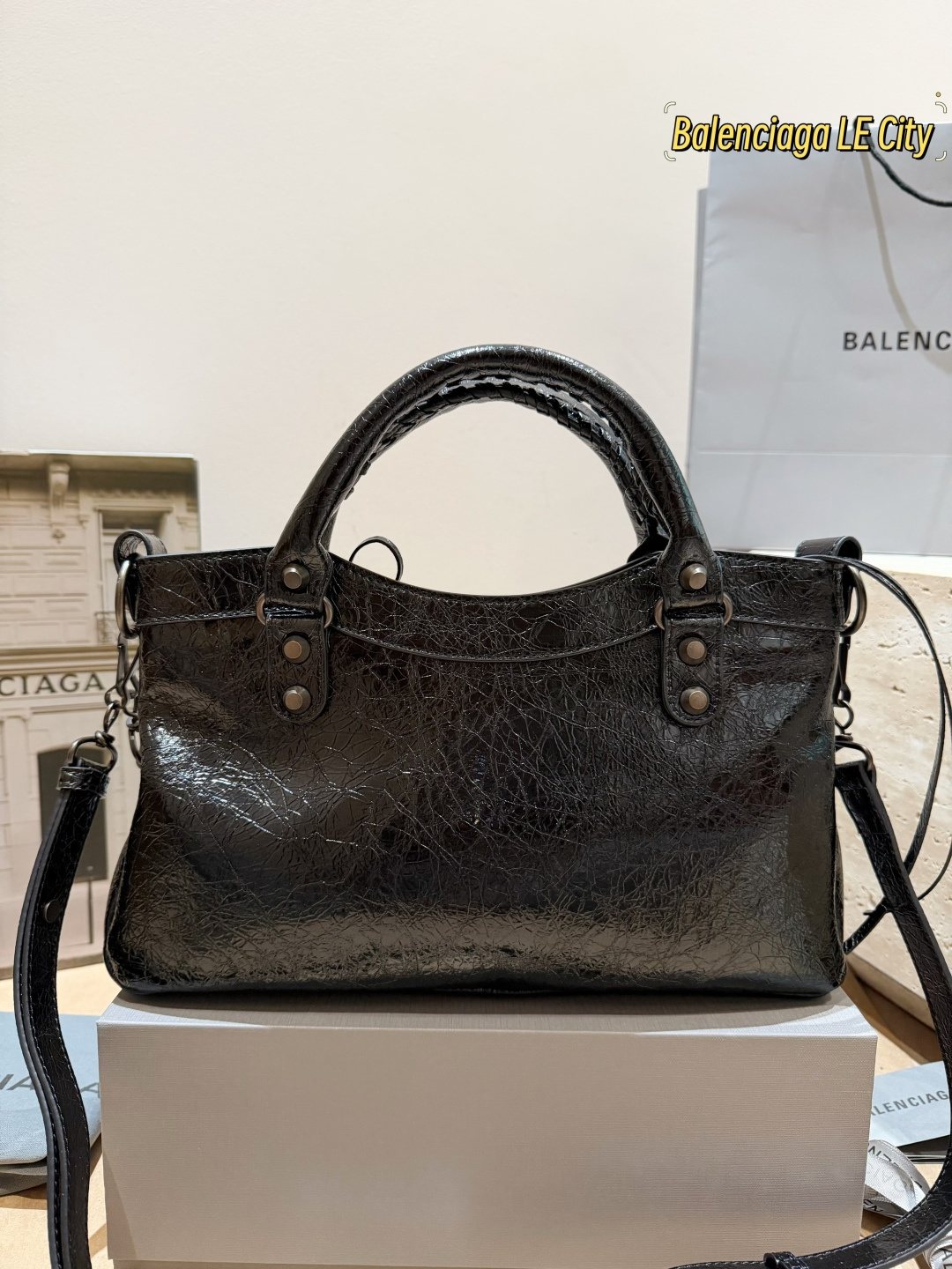Balenciaga Studded Moto Satchel — back