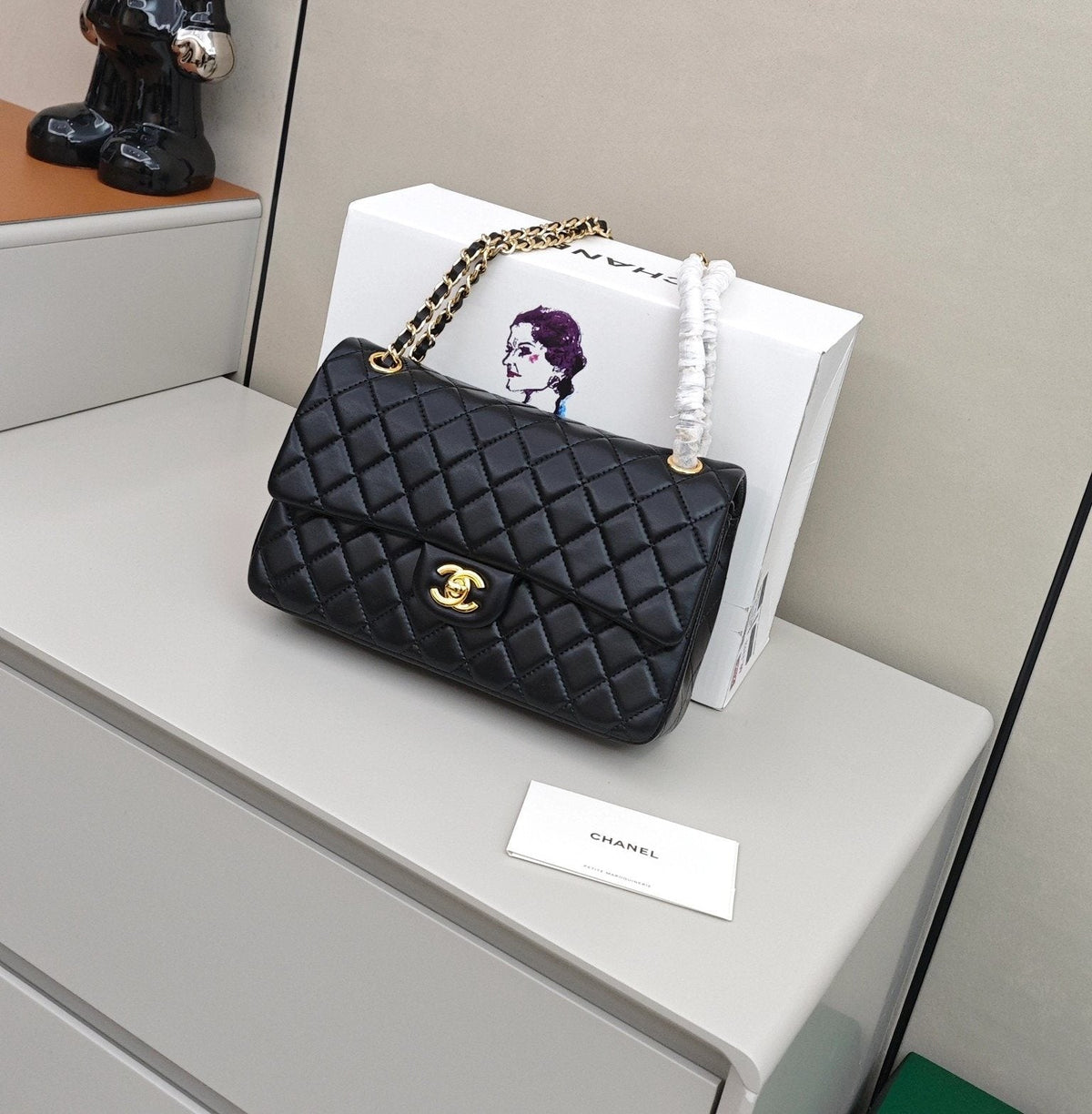 Chanel Black Diamond-Quilted Chain Strap Flap Bag — hero