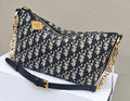 Dior Navy and Beige Patterned Chain-Detail Shoulder Bag — hero